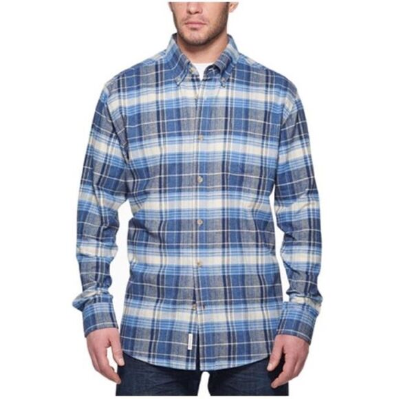 Weatherproof Mens Blue & White Plaid Flannel Shirt - Picture 4 of 7